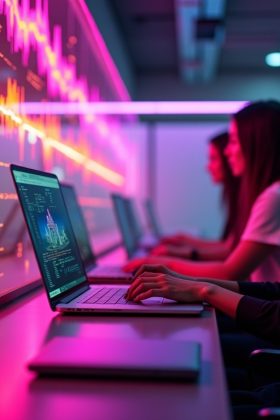 People working on Laptop. AI Automation company- Tangentia