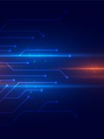 shiny light streaks with technology circuit lines