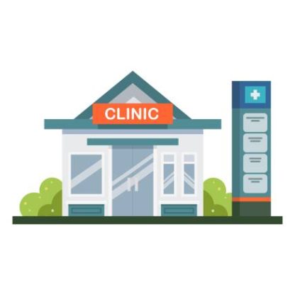 Simple illustration of a medical clinic building